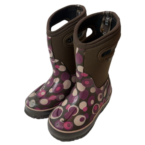 BOGS Classic High Dots Circles Rain Winter Snow Muck Boots Neoprene Pull-On Sz 9 - Picture 1 of 8
